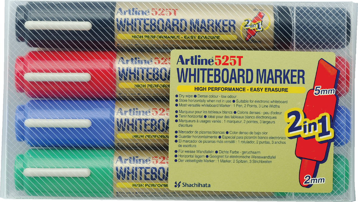 Twin-Nib Whiteboard Marker Set | 2.0mm Bullet/2.0-5.0 Chisel Tips