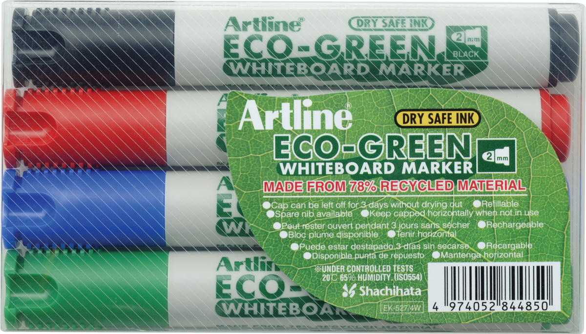 EK-527 ECO-GREEN Whiteboard Marker Assorted 4-Pack