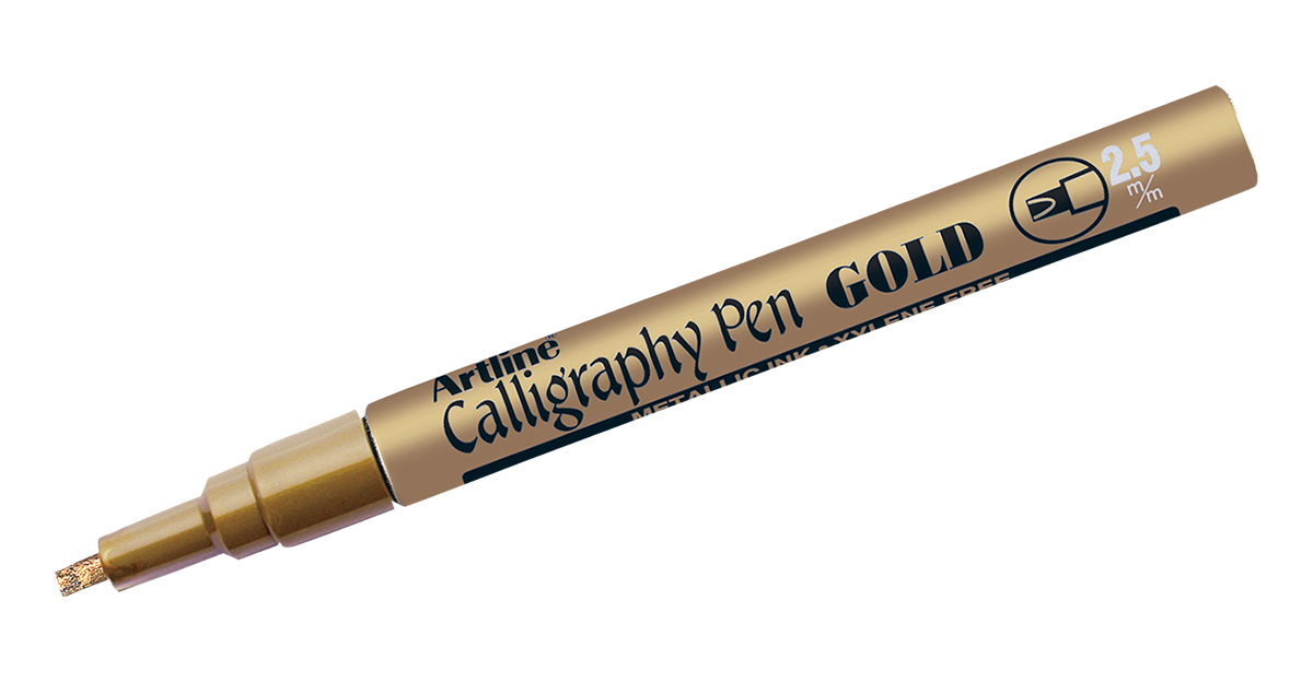 Artline Calligraphy Pen Gold Metallic Ink Pen Tip Size 2.5 mm Pack of 1