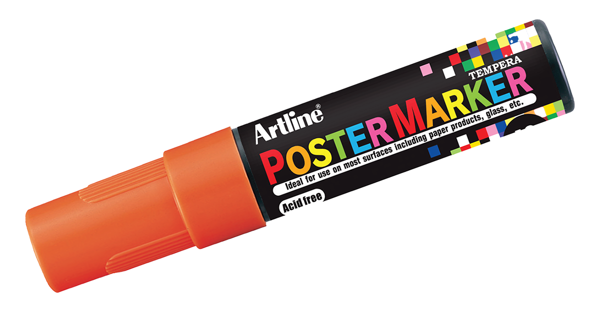 Artline Poster Markers - 12 mm Tip, Fluorescent Orange