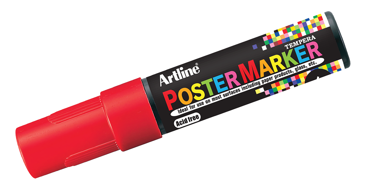 Artline Poster Markers - 6 mm Tip, Red